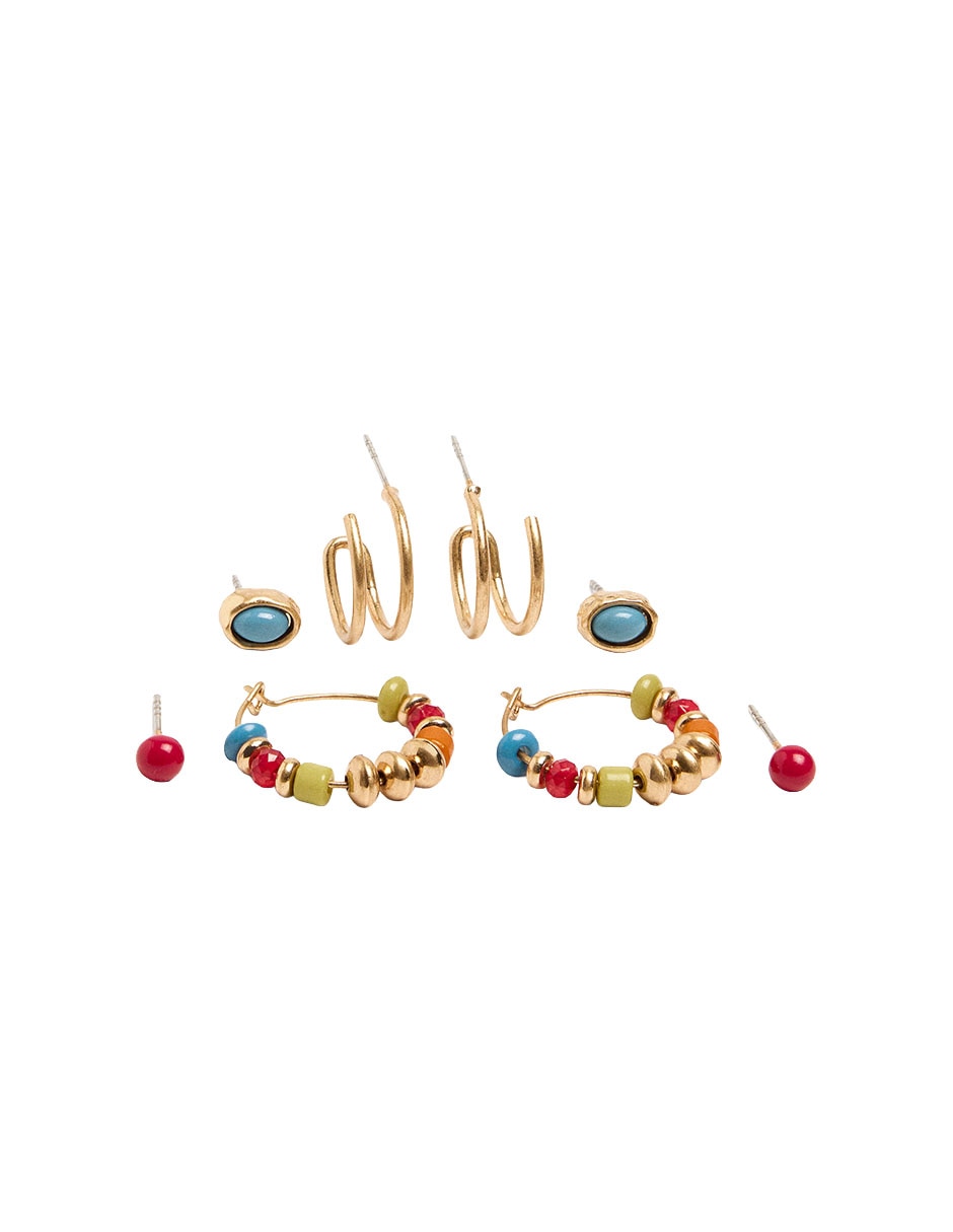 Set De Aretes De Irregular Charmy De Mezcla De Materiales Sin Kilataje Con Acabado Texturizado Fantas’a