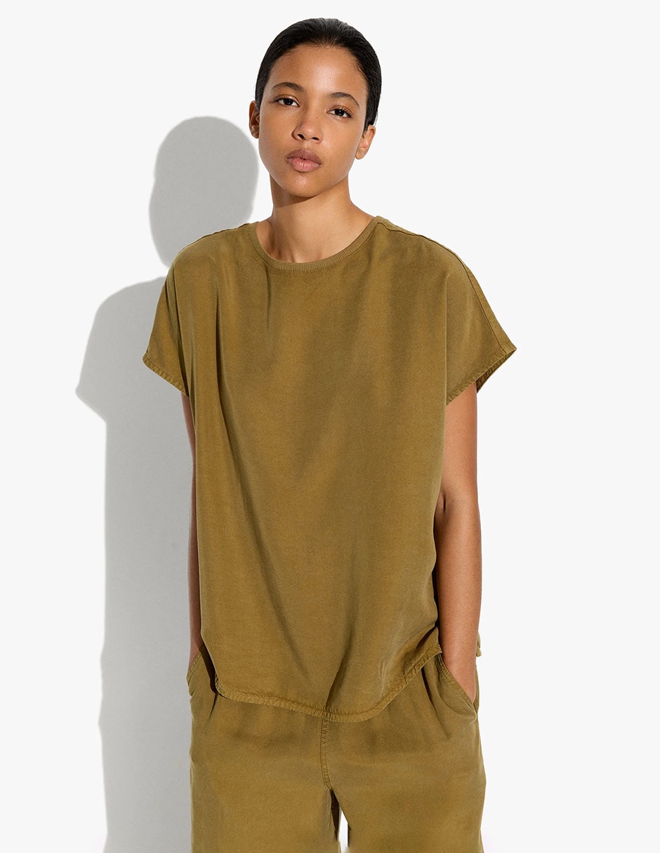 Top Cuello Redondo Escote Sin Escote Tirante Sin Tirantes