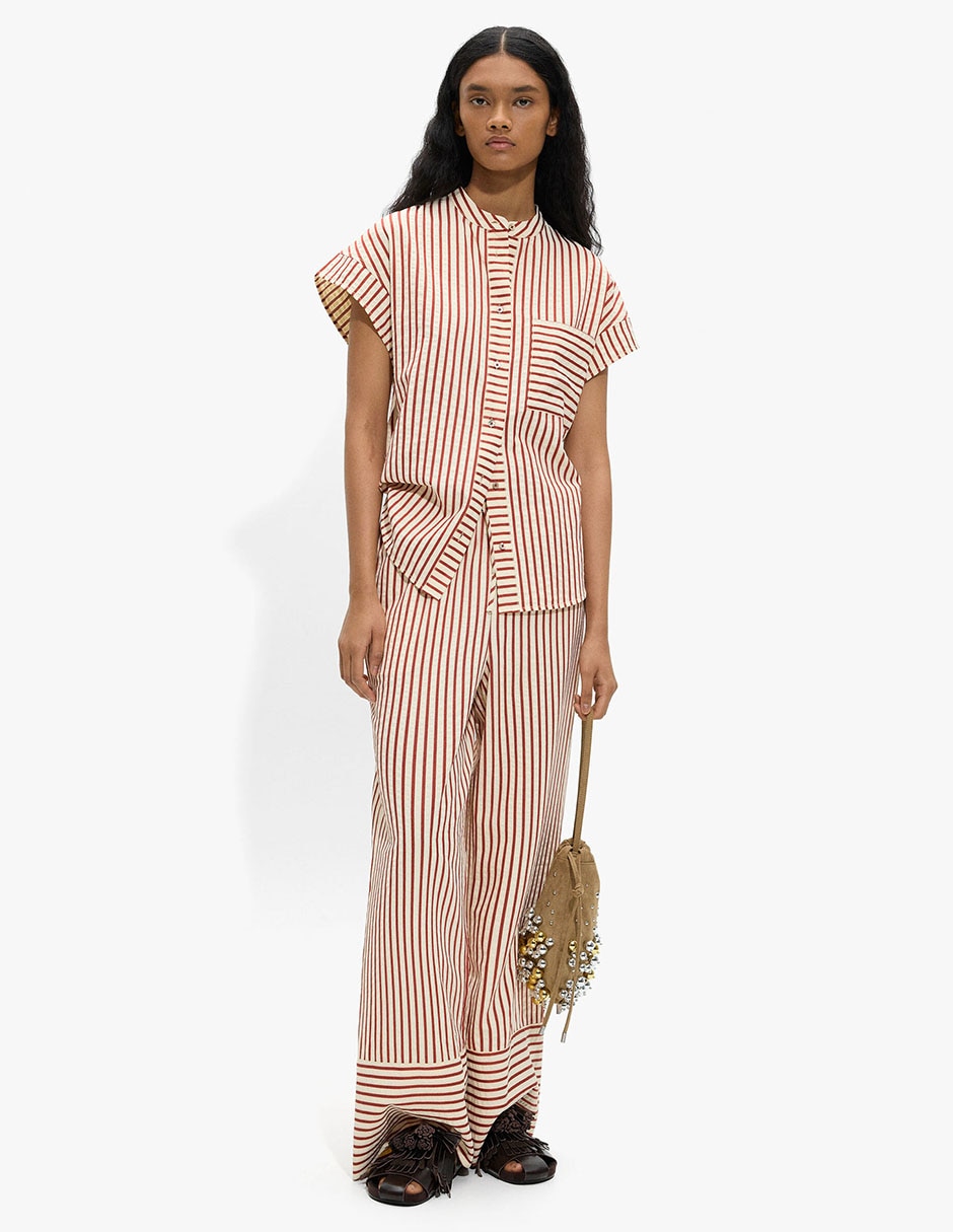 Sobrecamisa Veneza Abril De Mezcla De Materiales Manga Corta Para Mujer 3