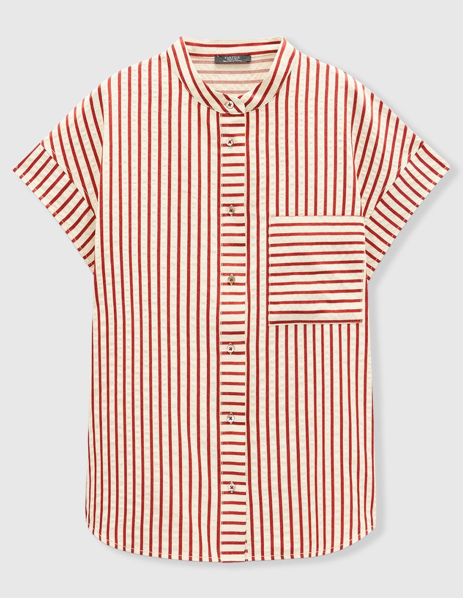 Sobrecamisa Veneza Abril De Mezcla De Materiales Manga Corta Para Mujer 6