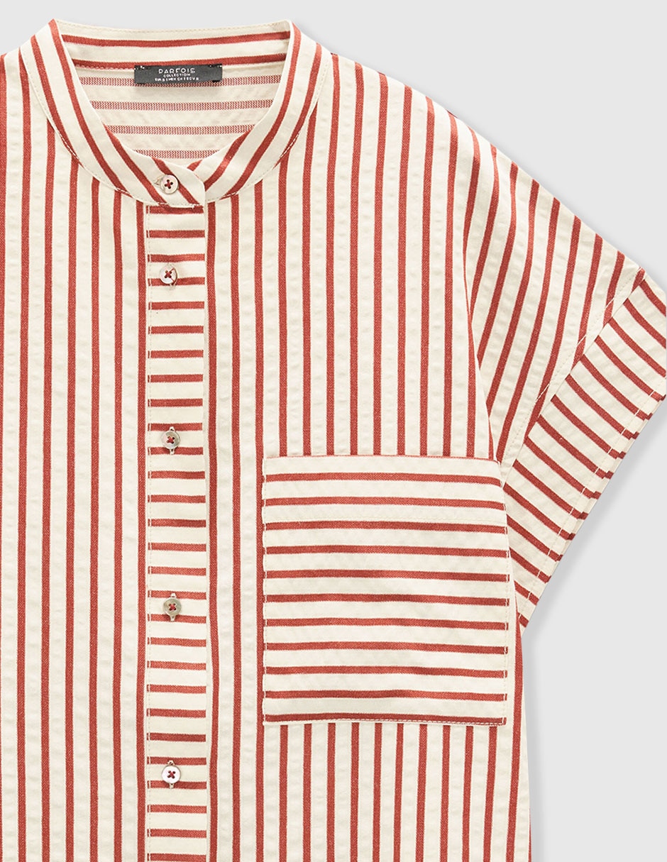 Sobrecamisa Veneza Abril De Mezcla De Materiales Manga Corta Para Mujer 7