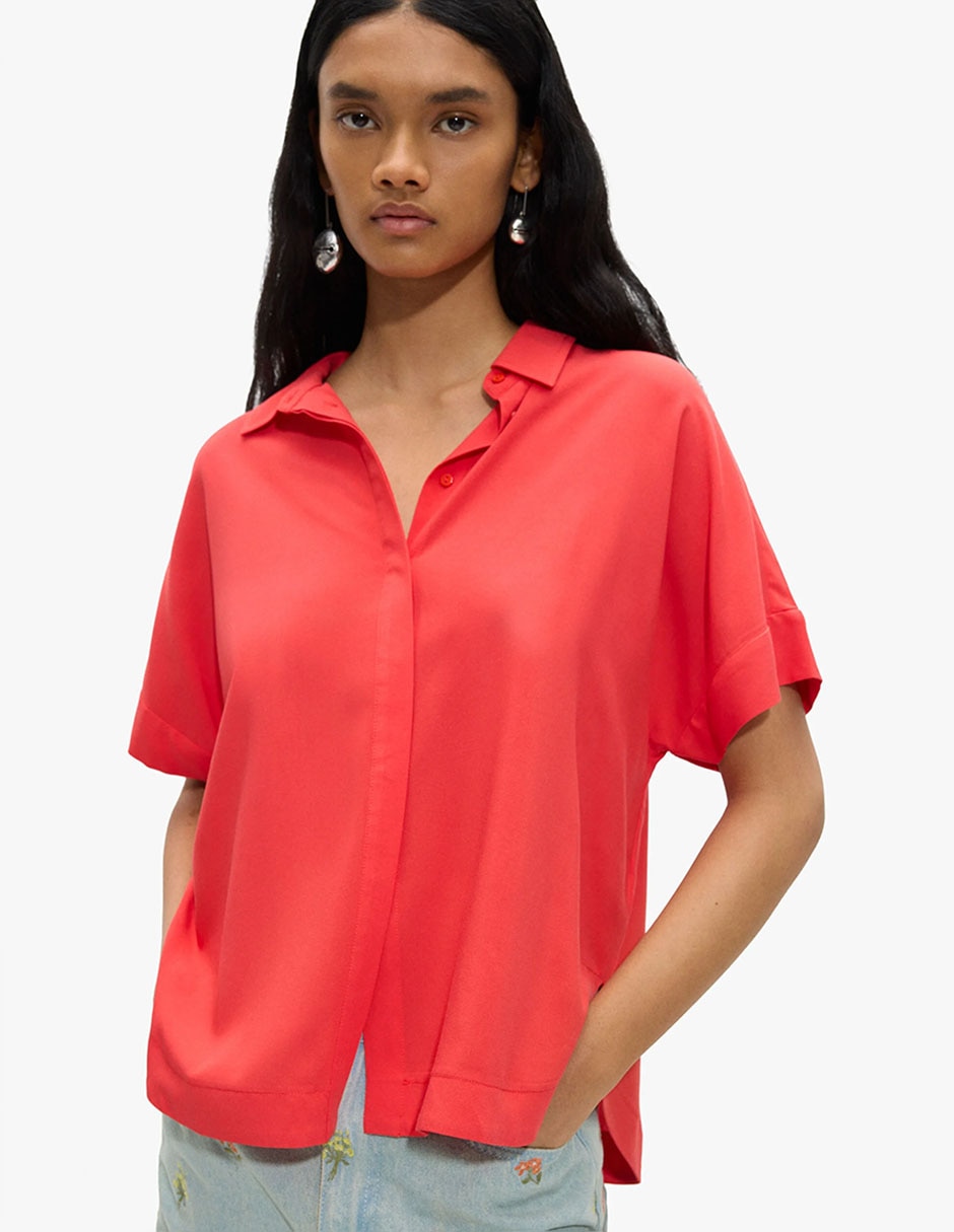 Sobrecamisa Parfois Permanent De Viscosa Manga Larga Para Mujer