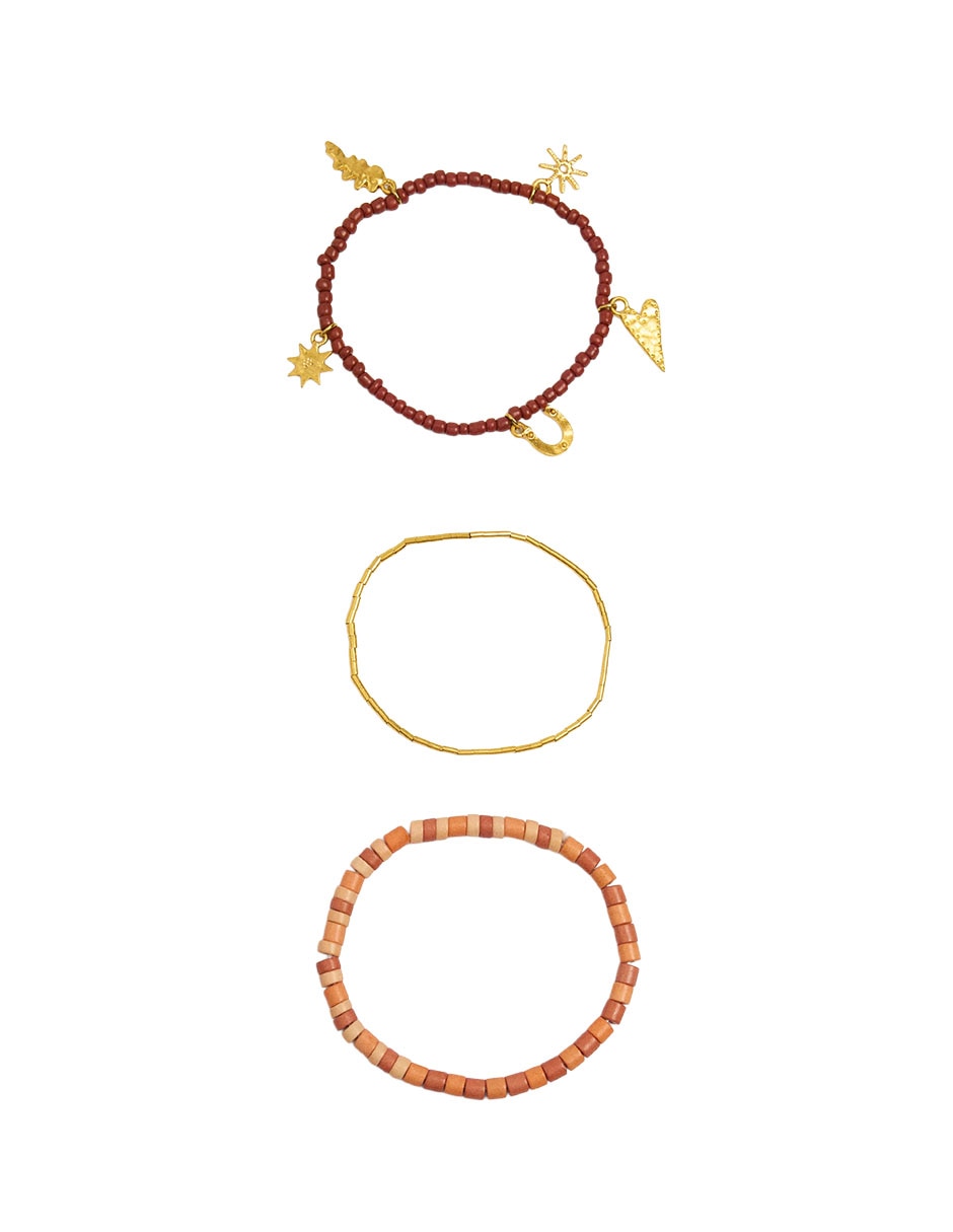 Pulsera De Mezcla De Materiales Con Sin Gema Sin Kilataje Almara Acabado 2