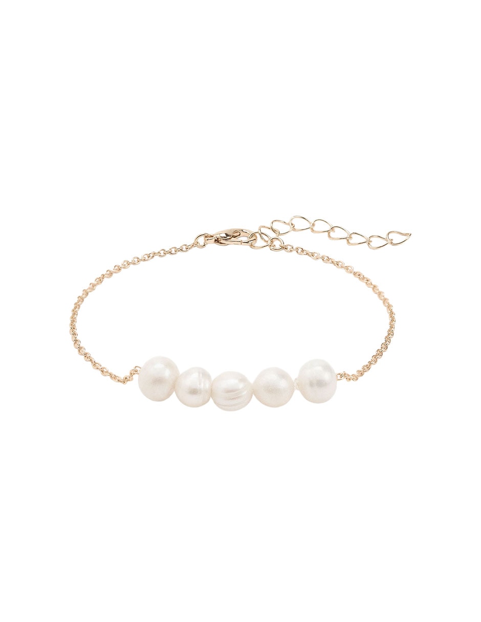 Pulsera De Mezcla De Materiales Con Pedrer’a De Fantas’a Sin Kilataje Golden Delicates Acabado