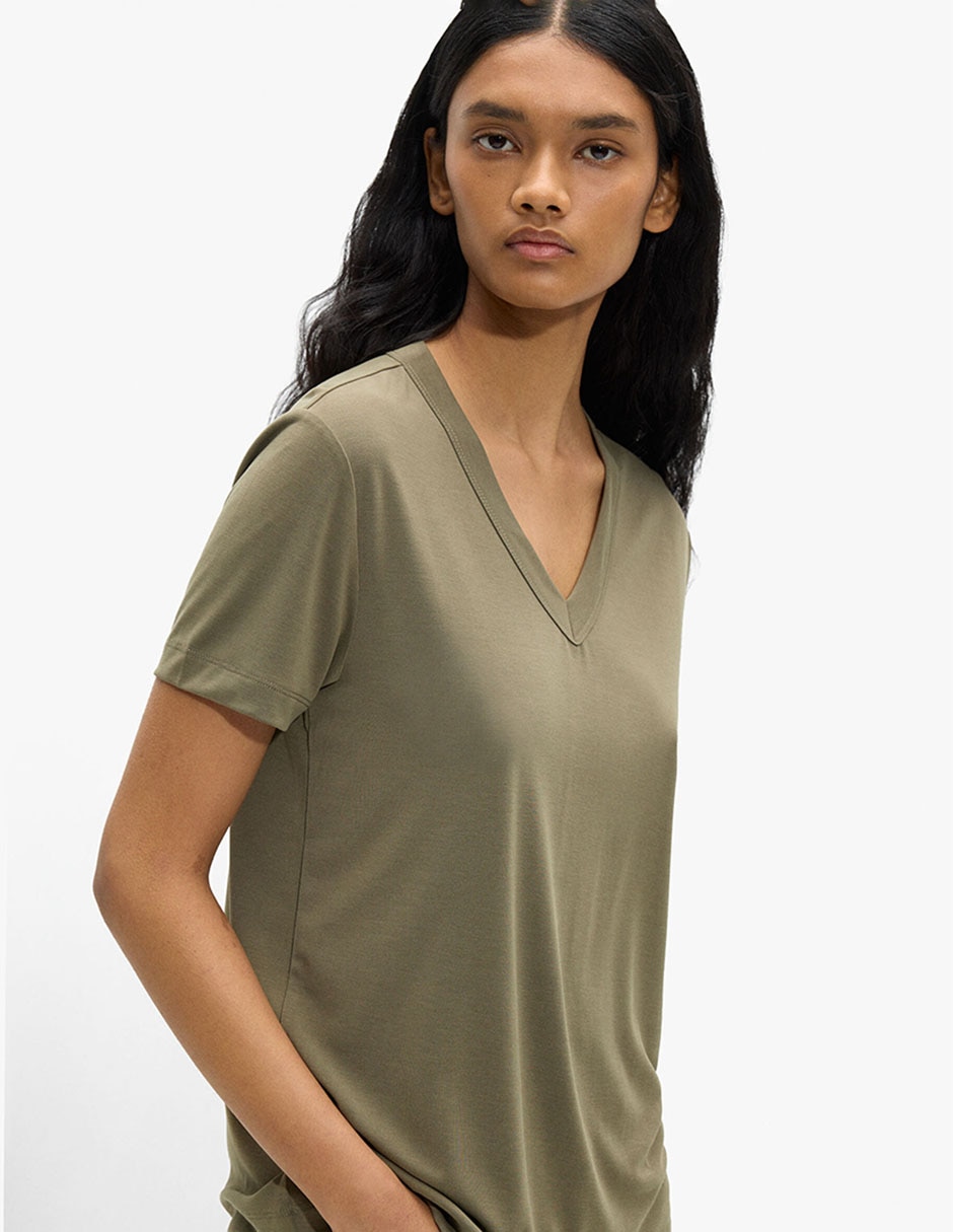 Manga Corta Permanent Cuello V Para Mujer