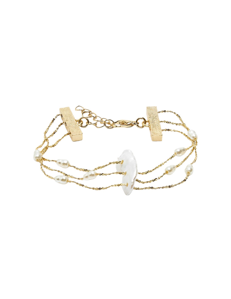 Pulsera De Mezcla De Materiales Con Pedrer’a De Fantas’a Sin Kilataje Golden Delicates Acabado