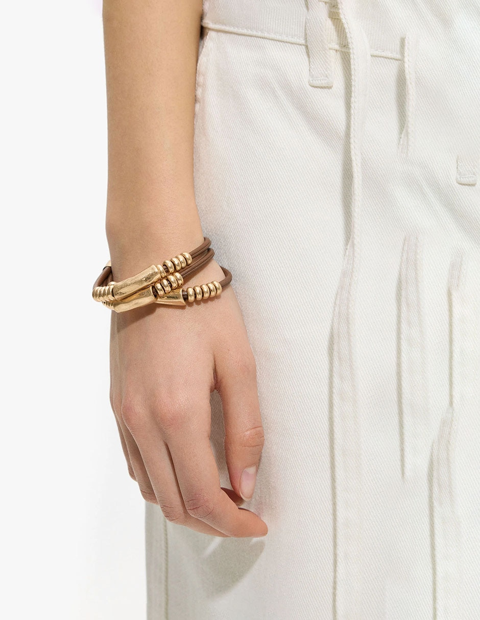 Set De Pulsera Parfois Golden Basics Extra De Mezcla De Materiales Sin Kilataje