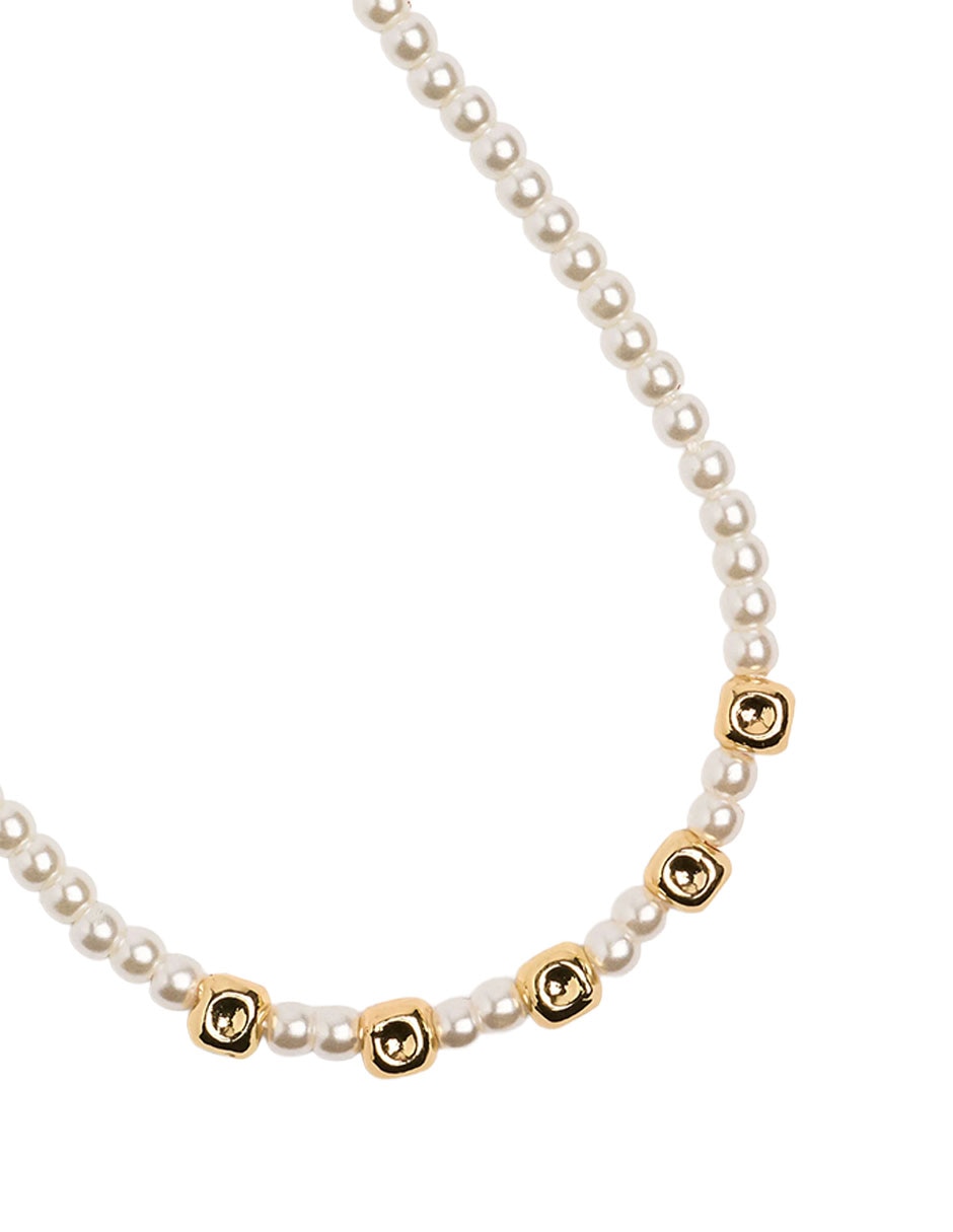 Pulsera De Mezcla De Materiales Con Pedrer’a De Fantas’a Sin Kilataje Golden Delicates Acabado