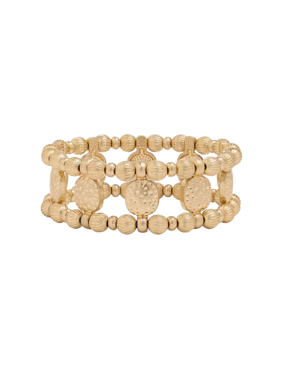 Pulsera De Mezcla De Materiales Con Pedrer’a De Fantas’a Sin Kilataje Golden Basics Acabado