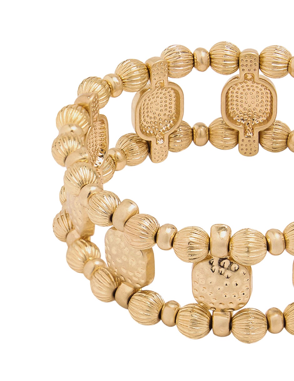Pulsera Parfois De Mezcla De Materiales Con Pedrer’a De Fantas’a Sin Kilataje Golden Basics Acabado