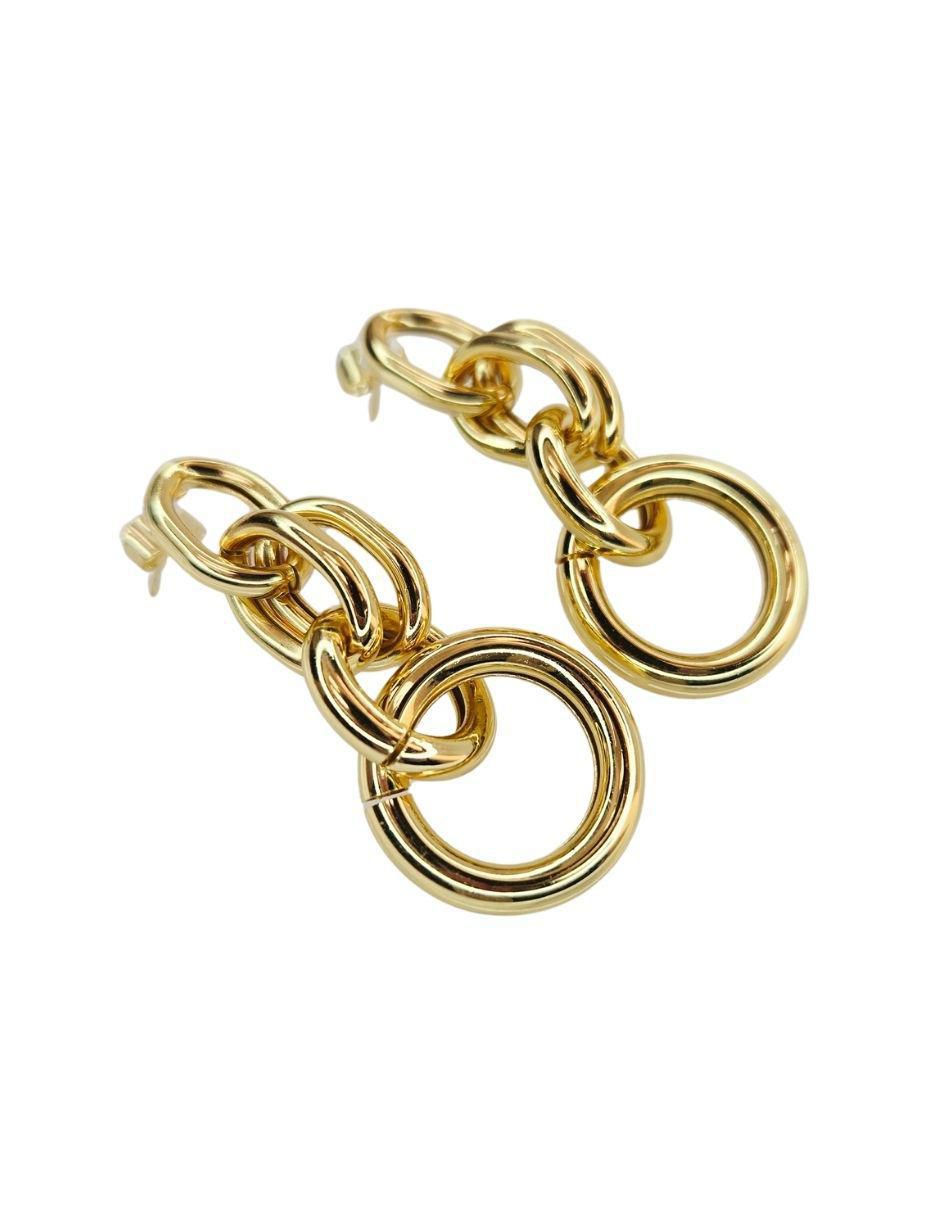 Aretes largos de eslabones Maria Rayuela de oro laminado 18 k con acabado brillante
