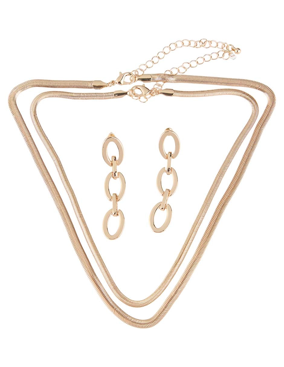 Set de aretes y collar de acero inoxidable