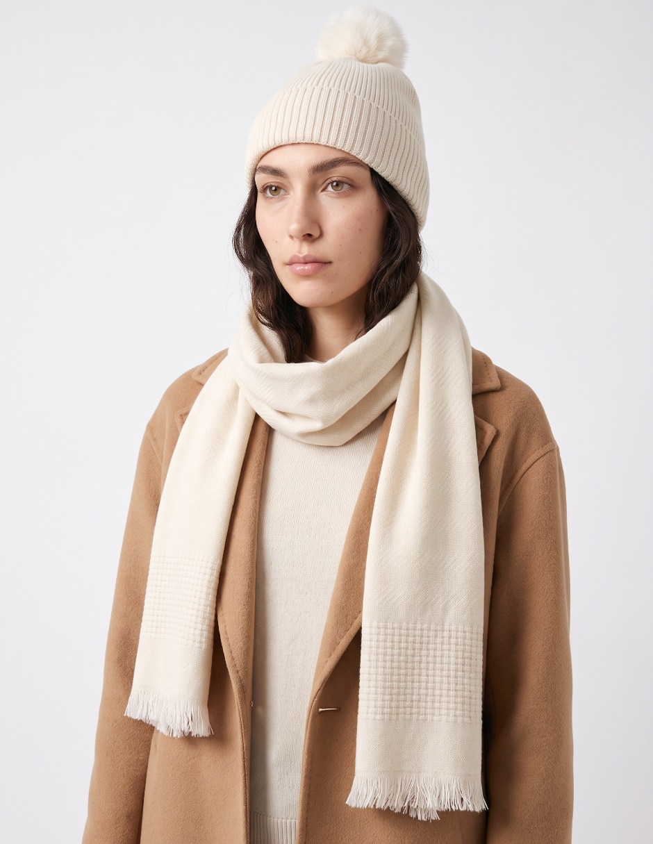 Set bufanda - gorro pikolinos con pompón de mujer Set bufanda - gorro pikolinos con pompón de mujer