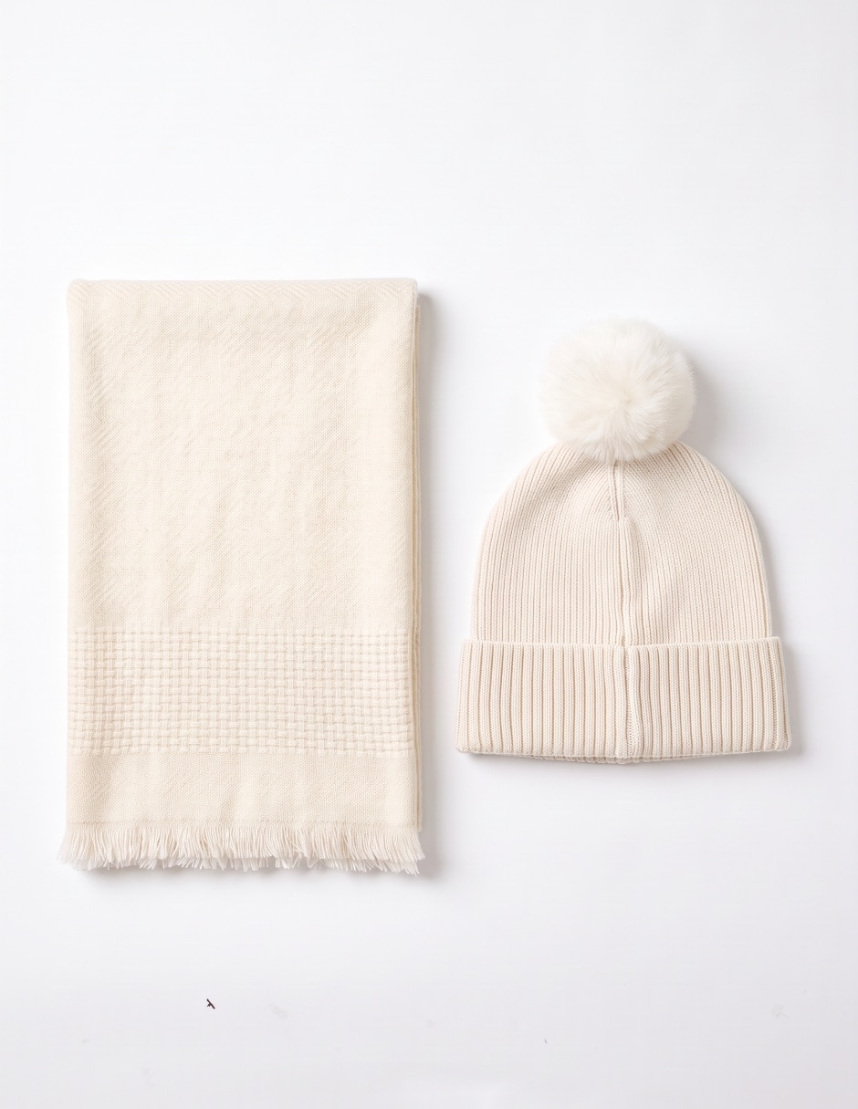 Set bufanda - gorro pikolinos con pompón de mujer 2