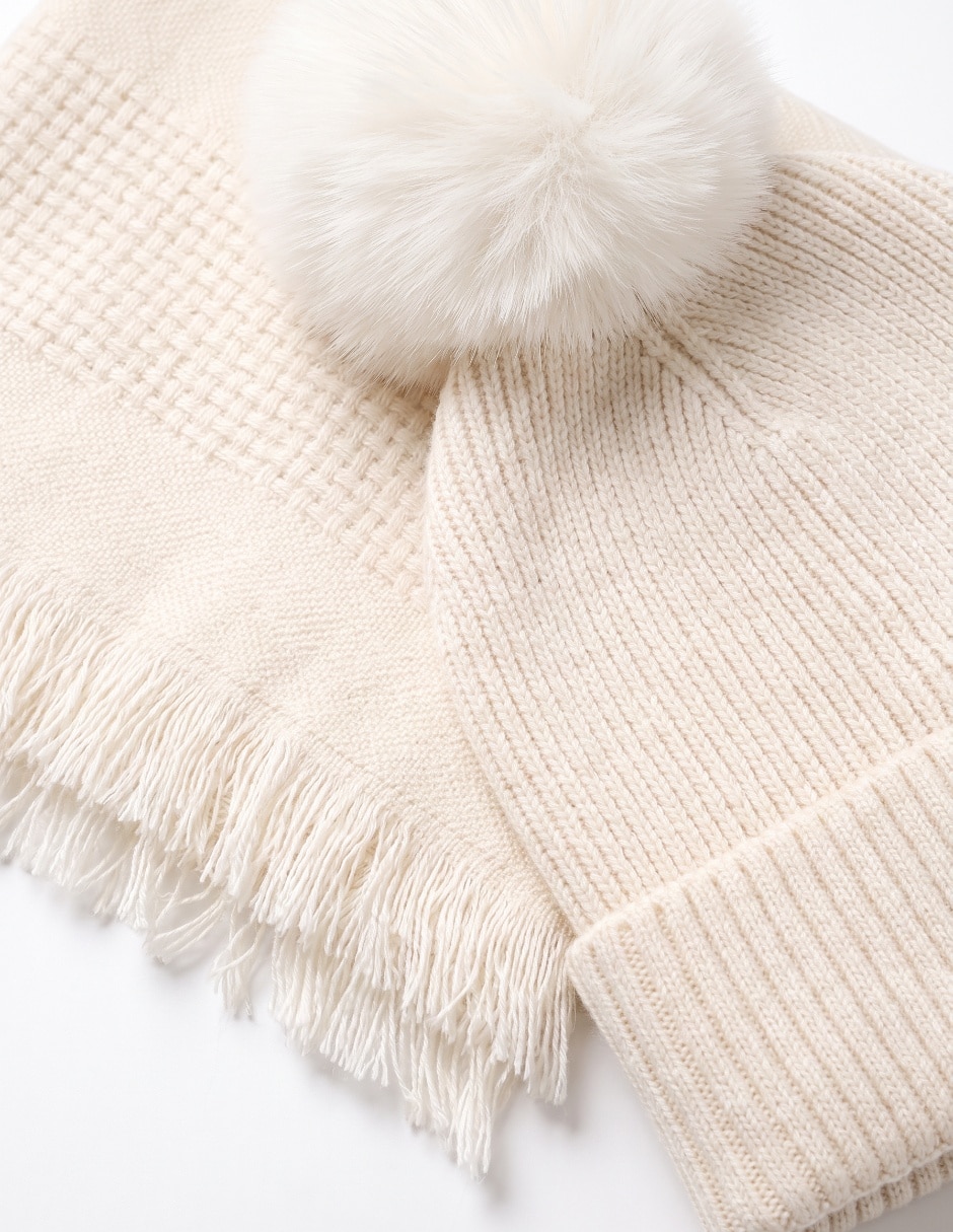 Set bufanda - gorro pikolinos con pompón de mujer 3