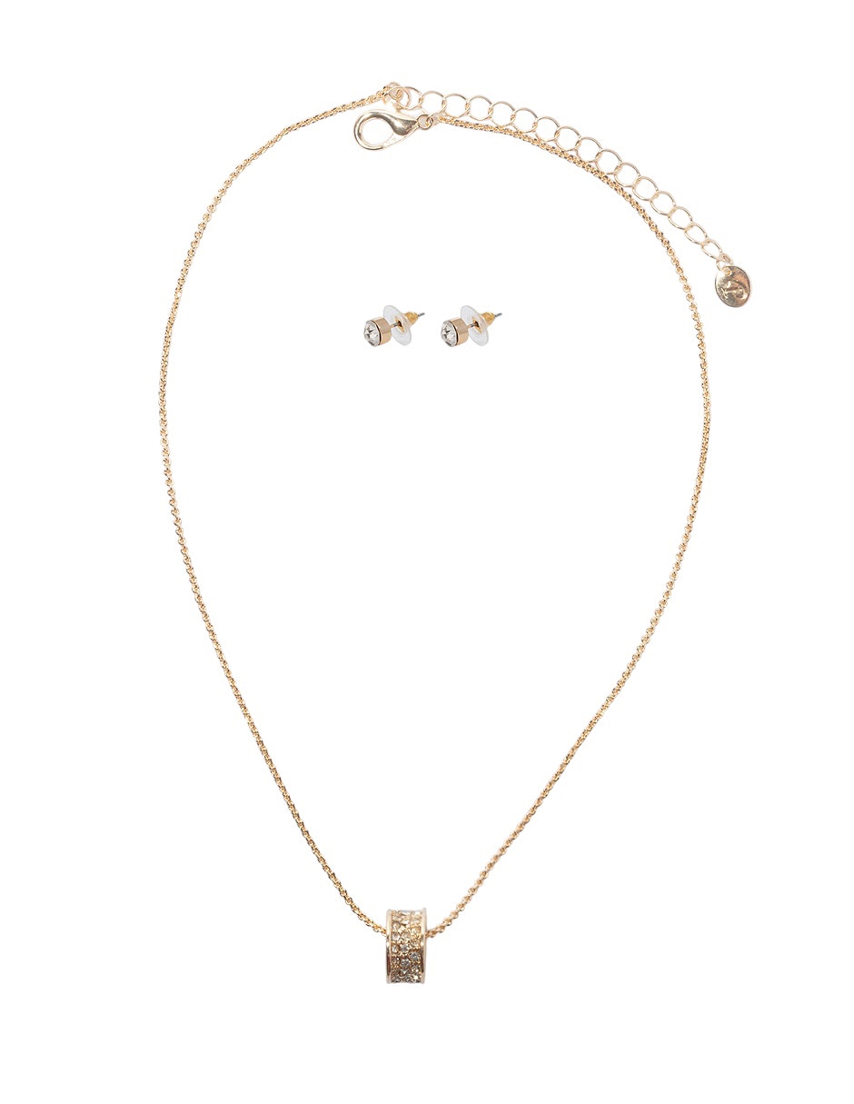 Set de collar y aretes de metal cristal 1