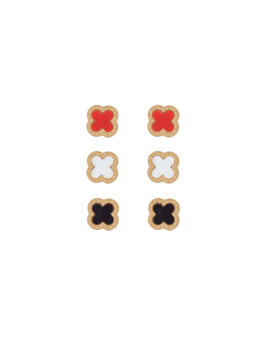 Set de aretes de trébol con acabado lustre Set de aretes de trébol con acabado lustre