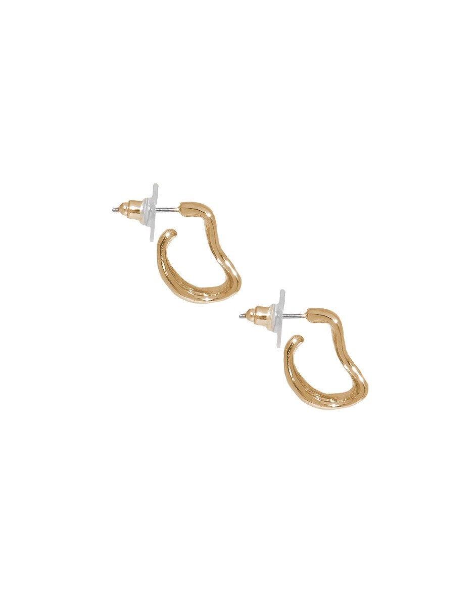 Aretes largos ovalados de metal con acabado lustre 3