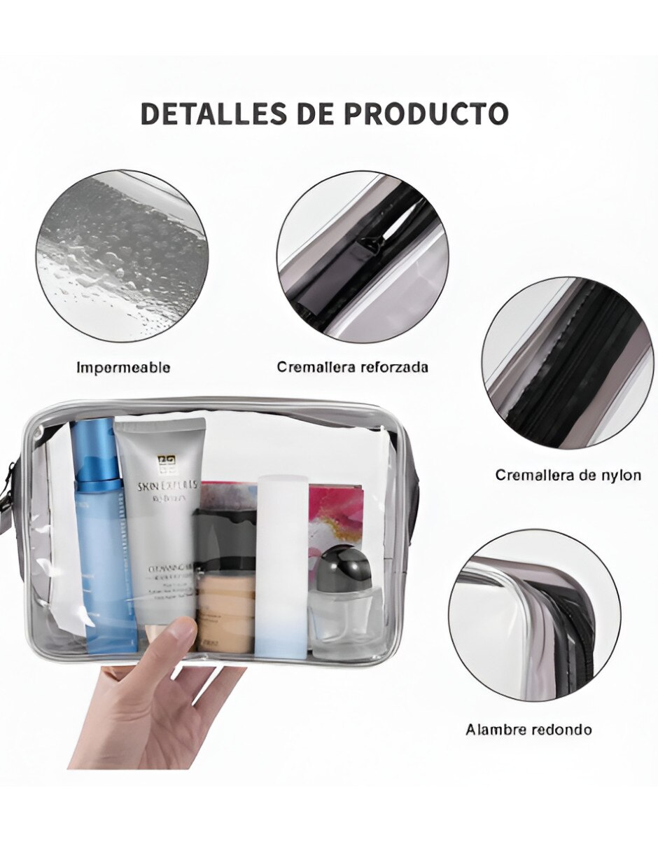 Set cosmetiquera impermeable 4 piezas para mujer 2