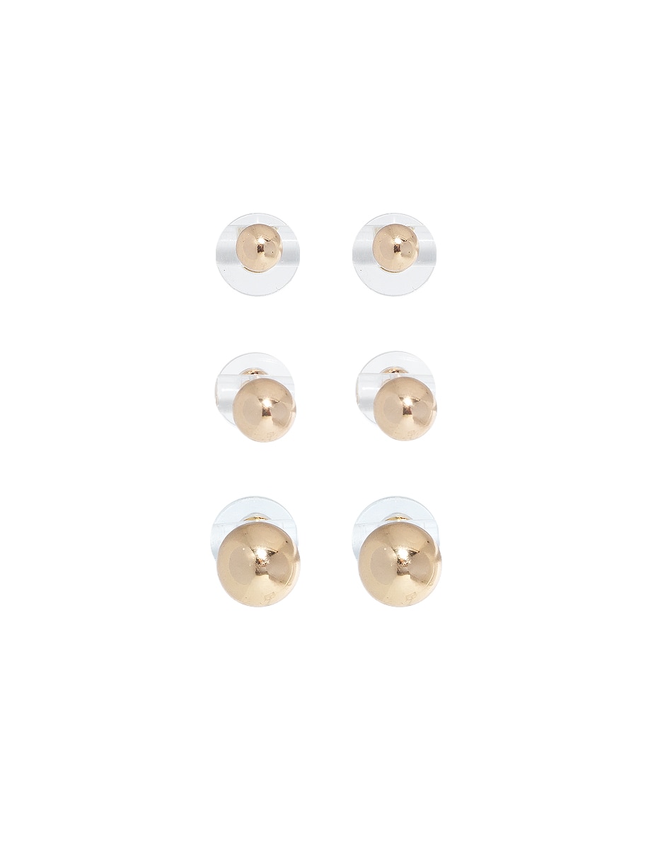 Set aretes cortos esfera de metal con acabado lustre 1