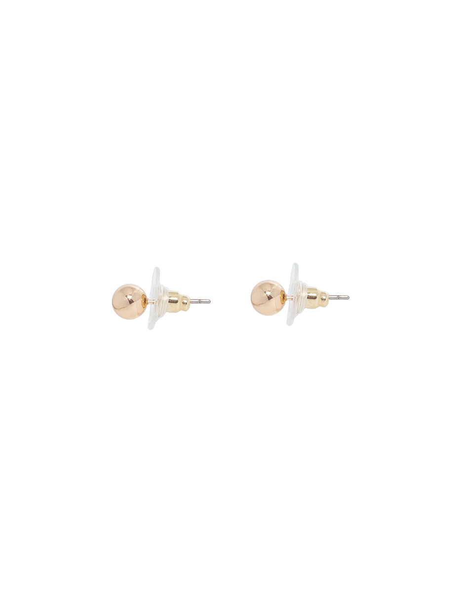 Set aretes cortos esfera de metal con acabado lustre 2