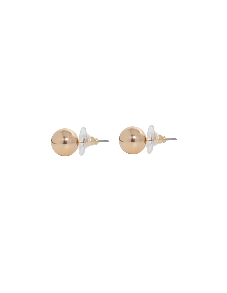 Set aretes cortos esfera de metal con acabado lustre 4