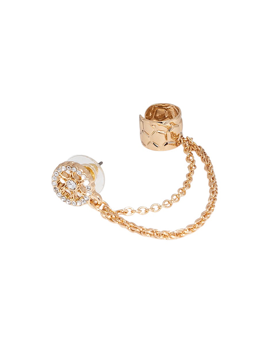 Aretes ear cuff circular de metal con acabado lustre cristal 1