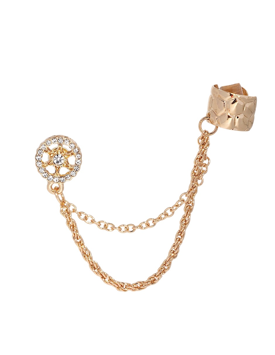 Aretes ear cuff circular de metal con acabado lustre cristal 2