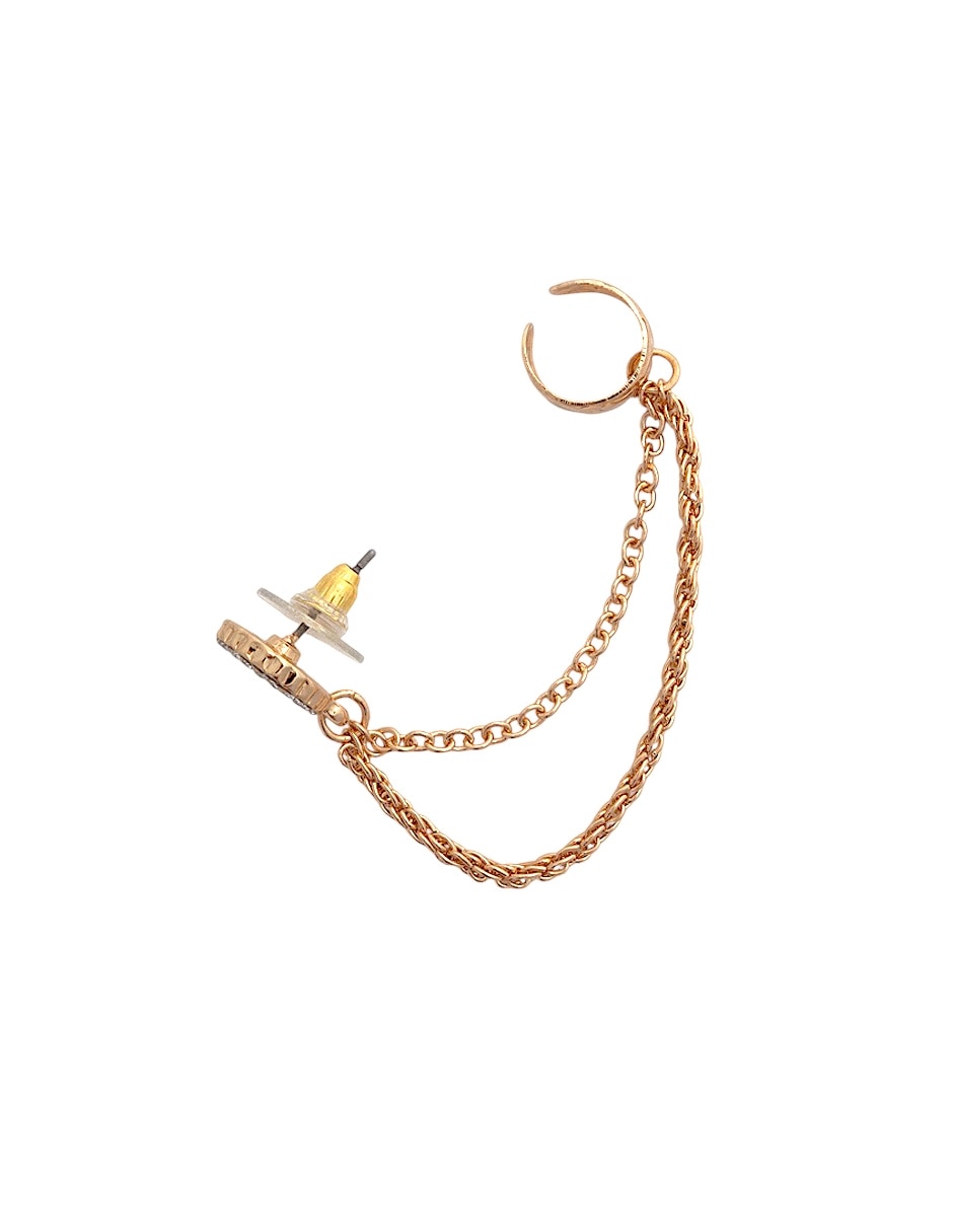 Aretes ear cuff circular de metal con acabado lustre cristal 3