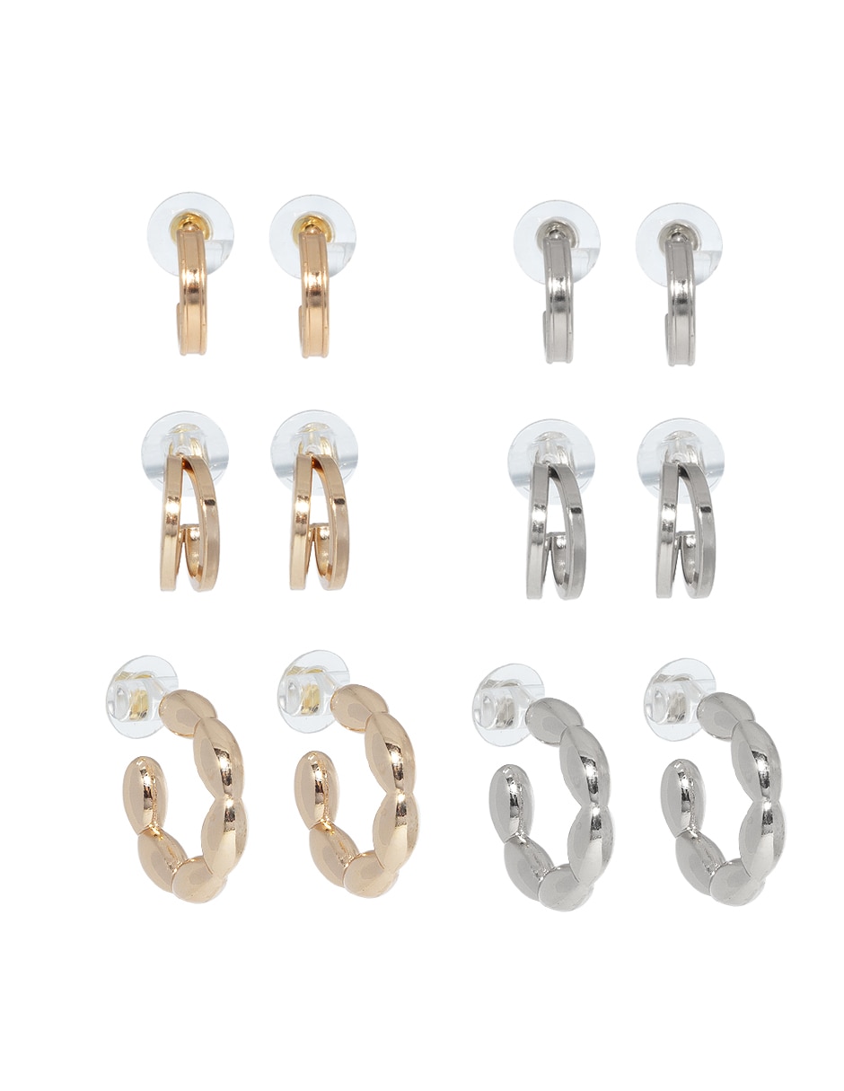 Aretes corto circular de metal con acabado lustre 1