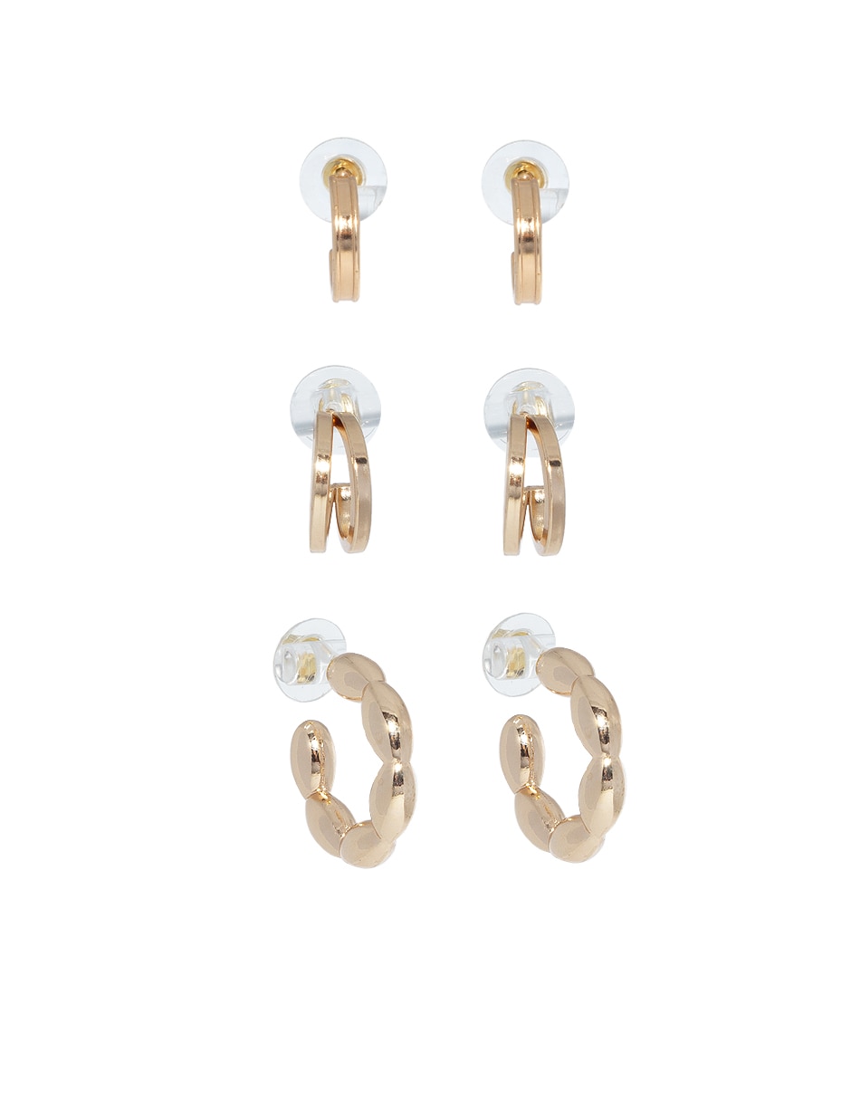 Aretes corto circular de metal con acabado lustre 2