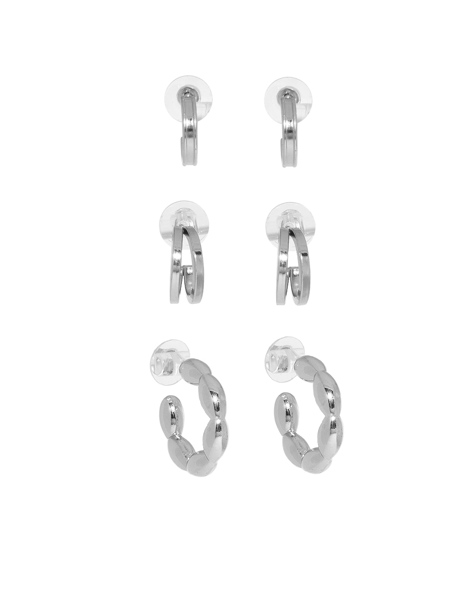 Aretes corto circular de metal con acabado lustre 3
