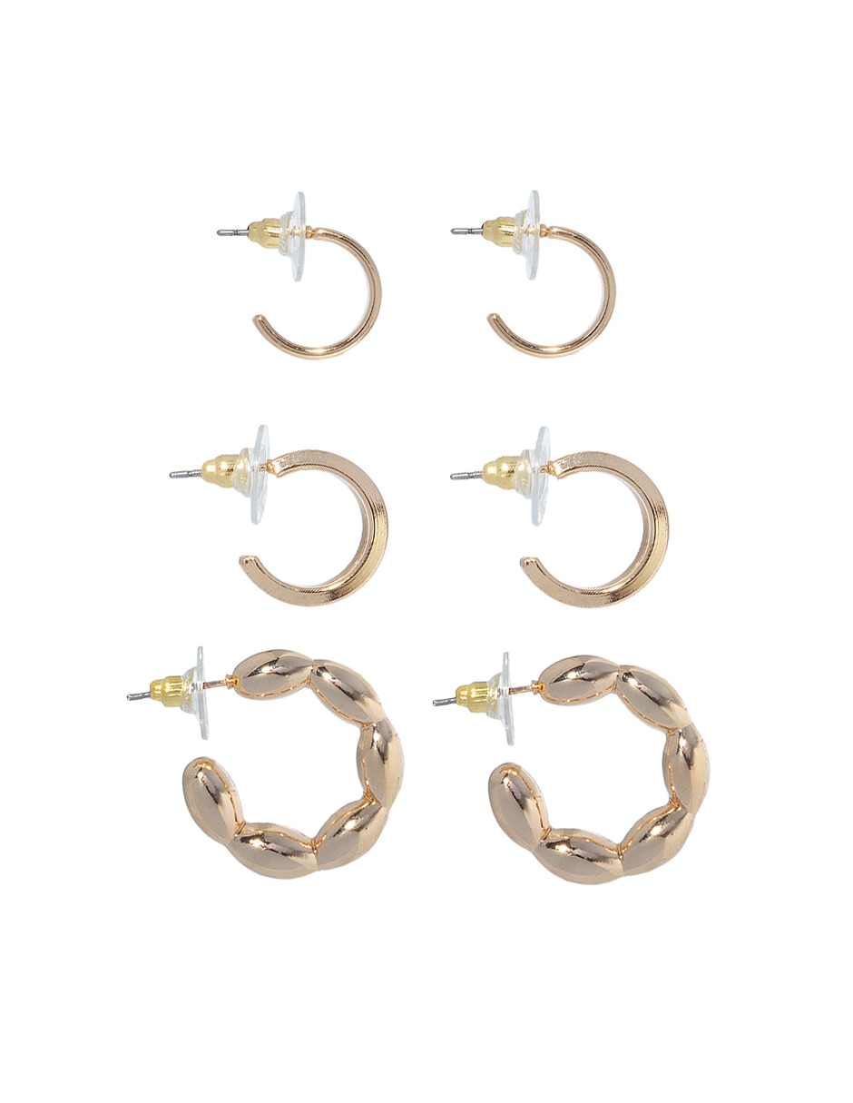 Aretes corto circular de metal con acabado lustre 4