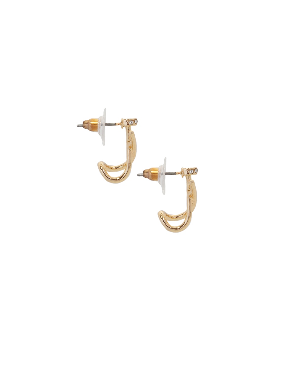 Aretes cortos de corazón con acabado lustre 2