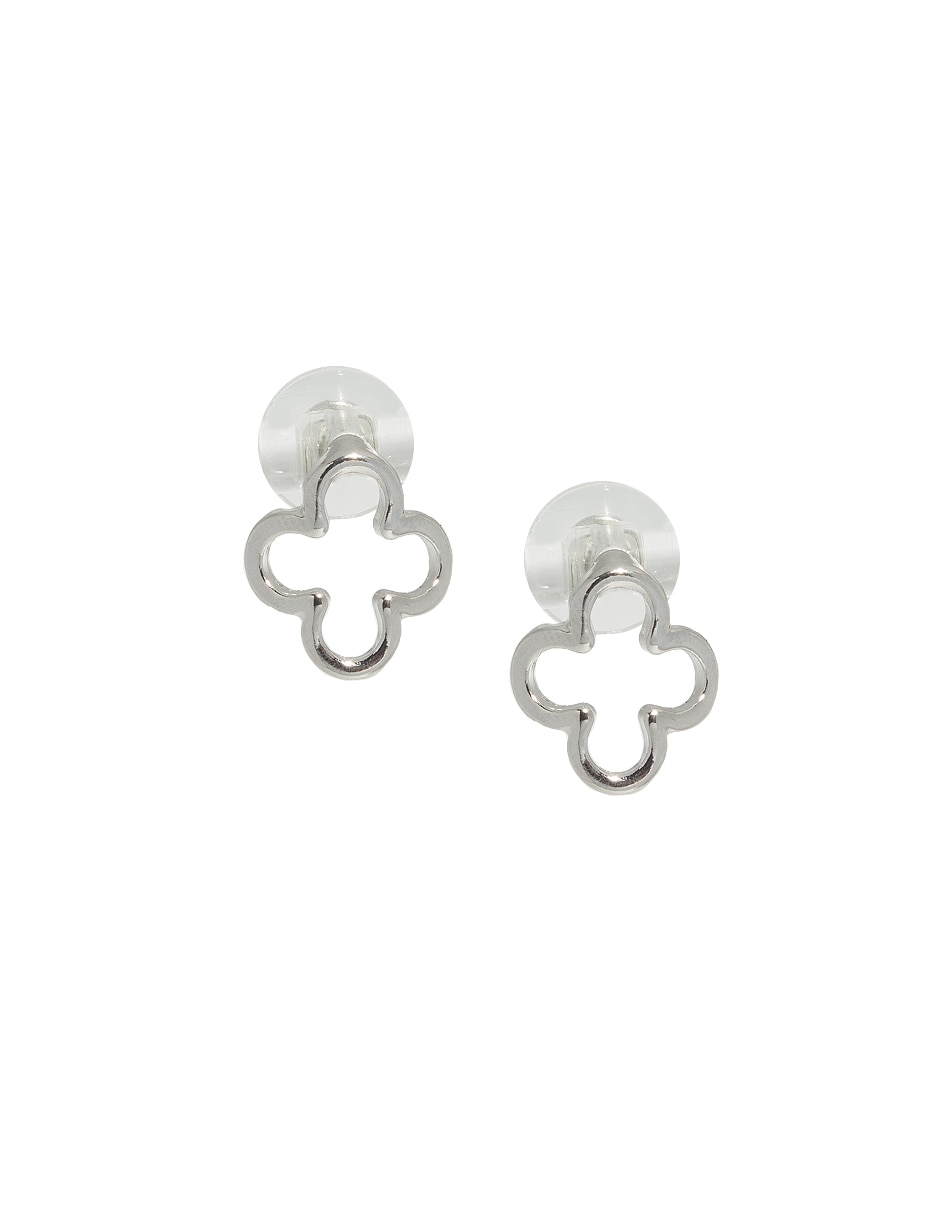 Aretes corto de trébol de metal con acabado lustre 1