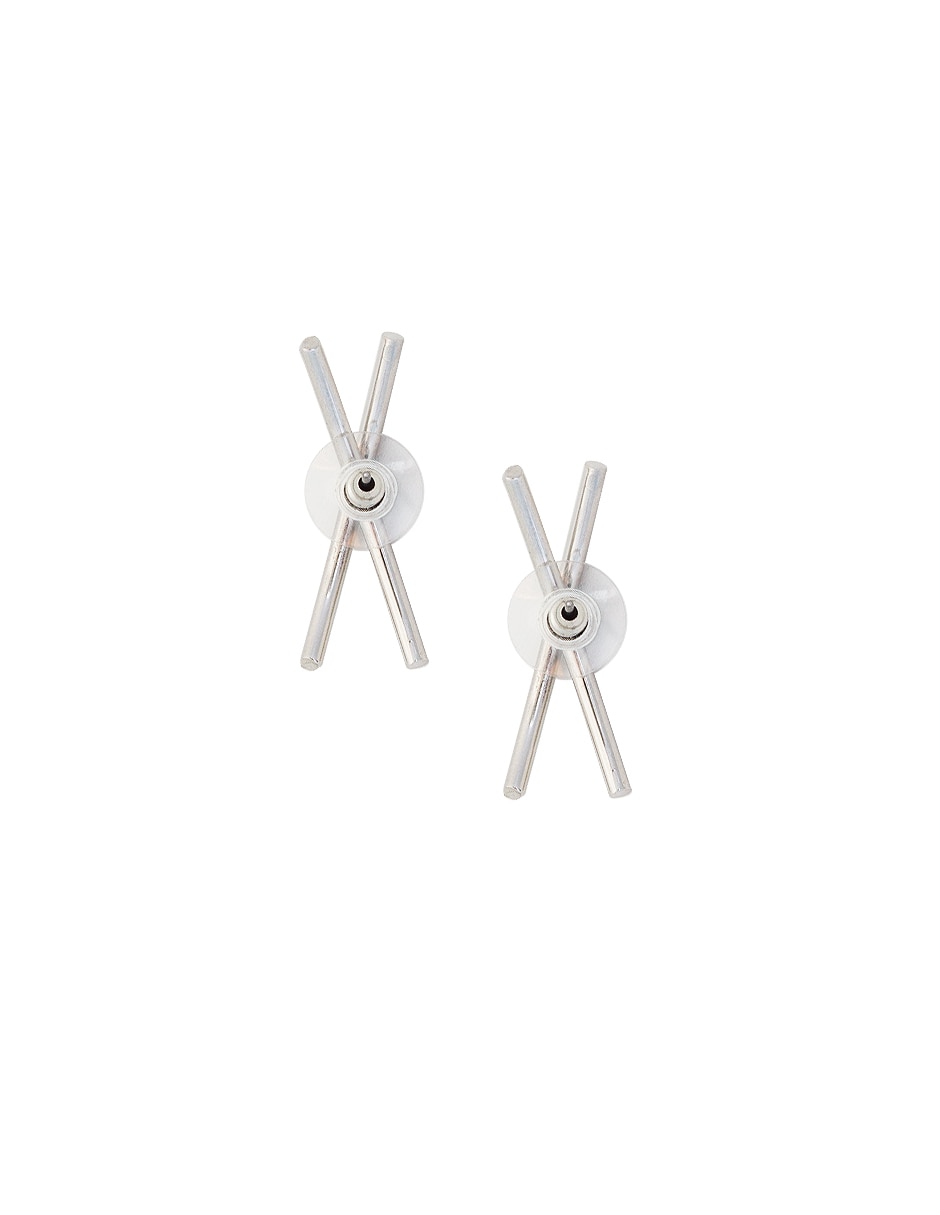 Aretes cortos letra x de metal con acabado lustre 3