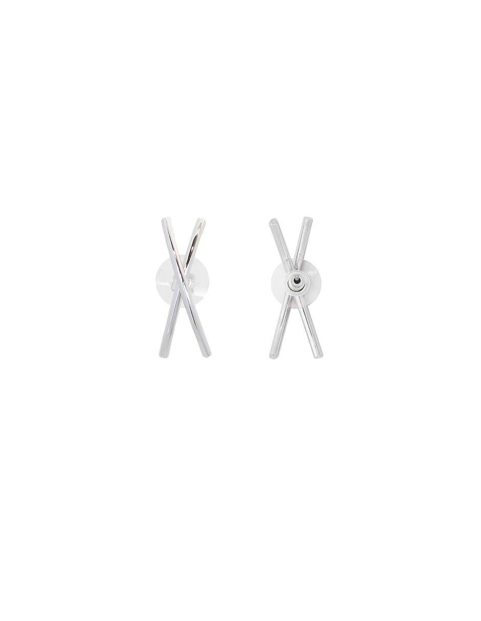 Aretes cortos letra x de metal con acabado lustre 2