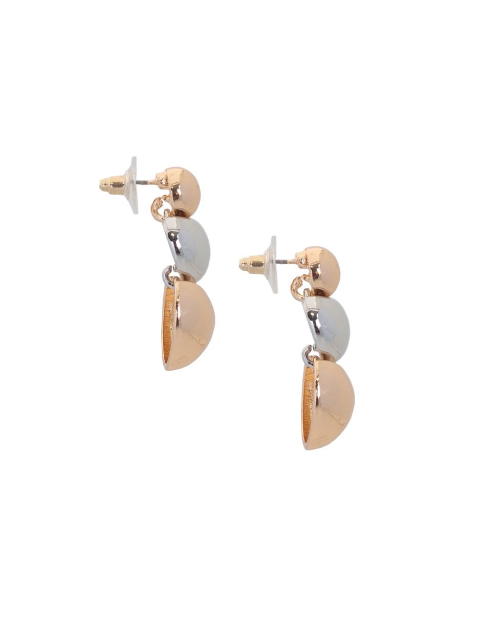 Aretes cortos esfera de metal con acabado lustre 3
