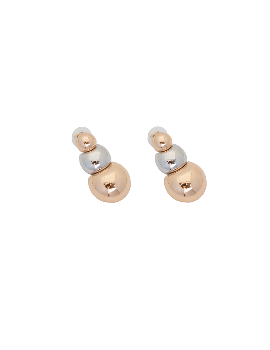 Aretes cortos esfera de metal con acabado lustre 2