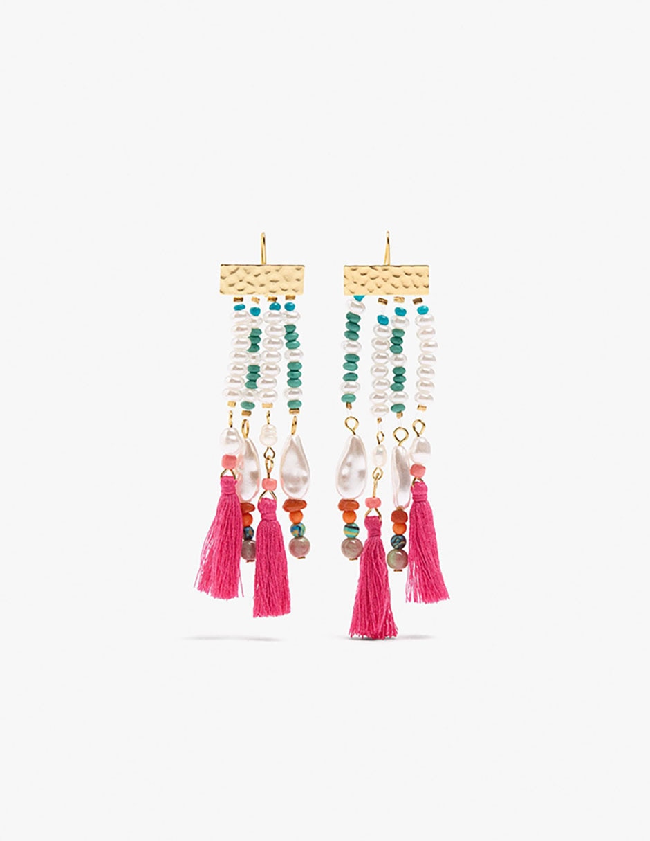 Aretes largos pearl jam con acabado mate