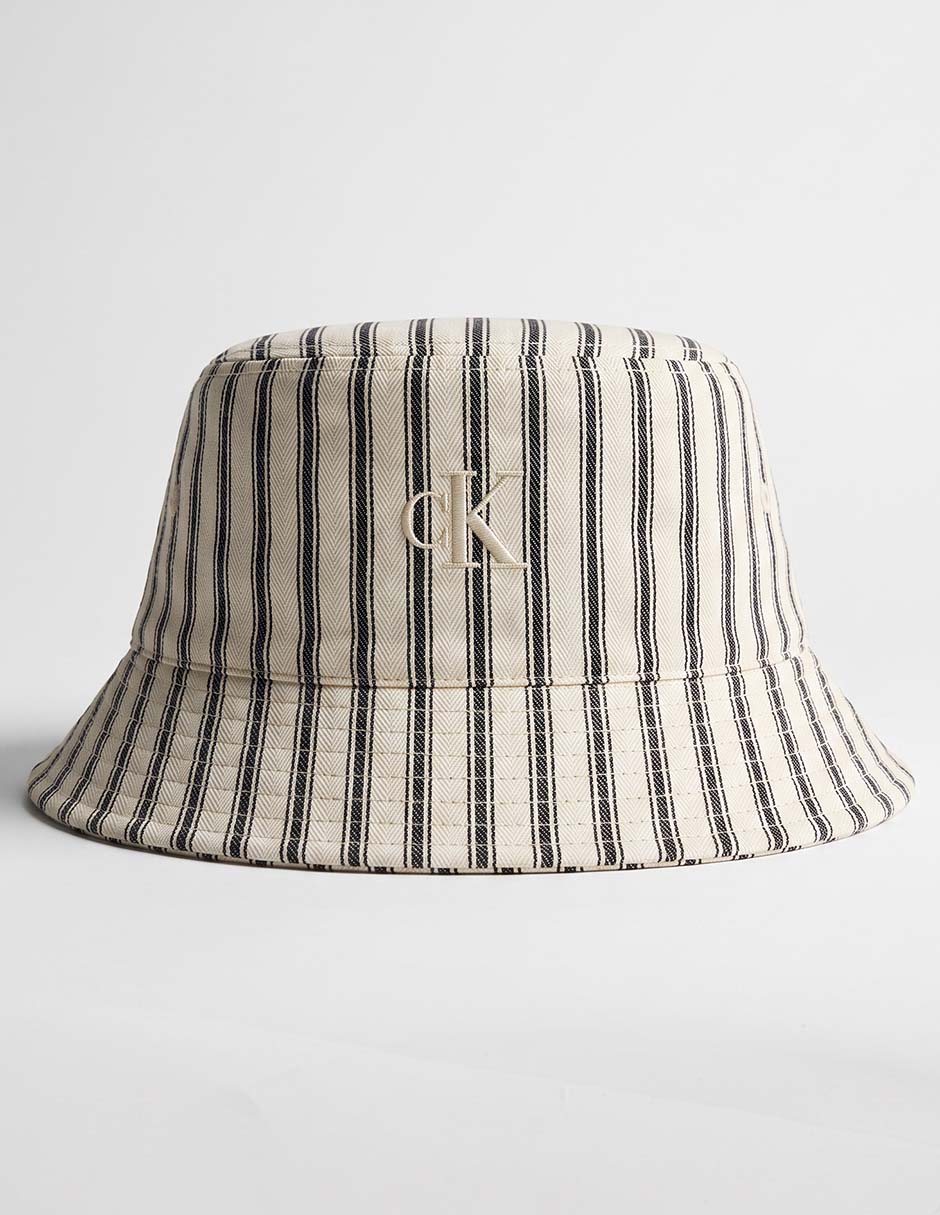 Sombrero bucket calvin klein estampado a rayas 1