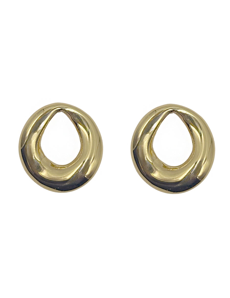 Arete corto circular de metal con acabado brillante 1