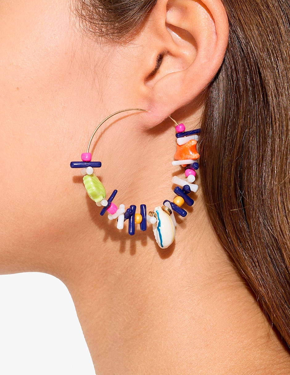 Aretes largos bandana bay con acabado mate