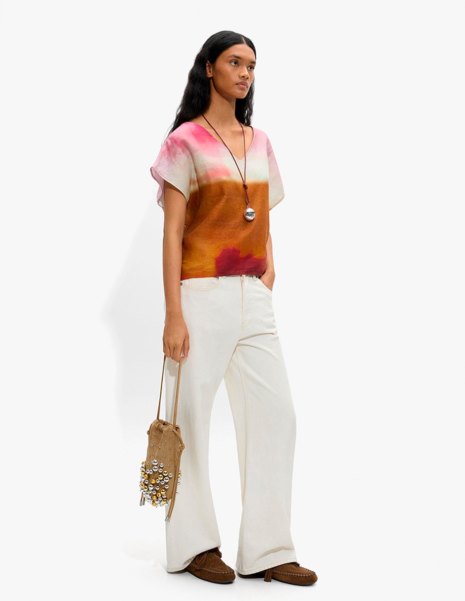 Blusa abril manga corta para mujer