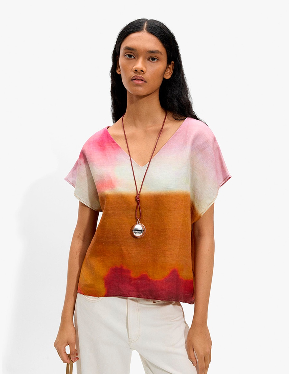 Blusa abril manga corta para mujer 4