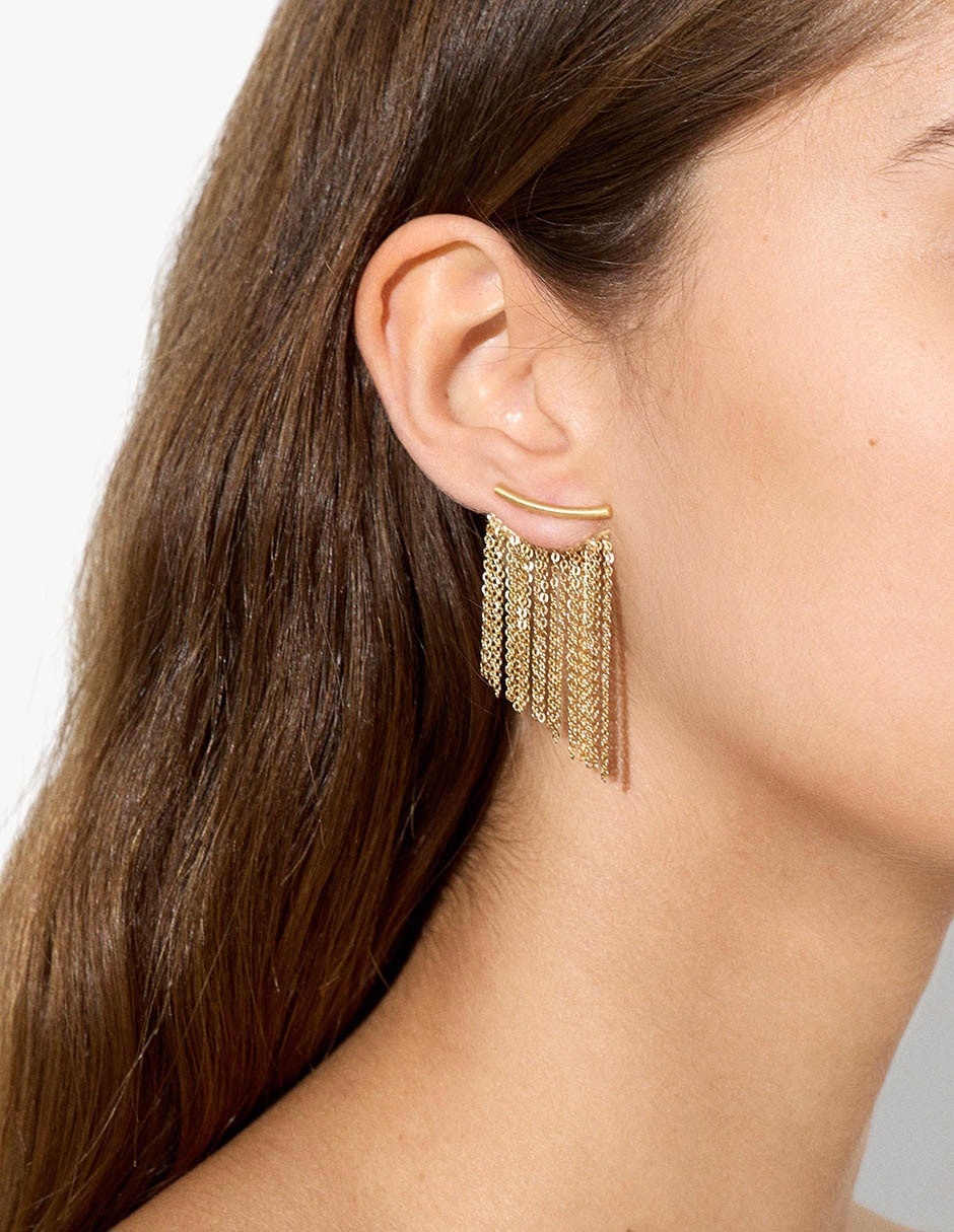 Arete Golden delicates de zinc con acabado mate 3