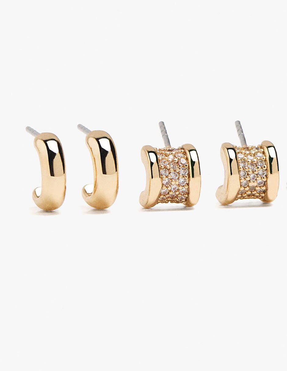 Arete Golden delicates de zinc con acabado mate 3