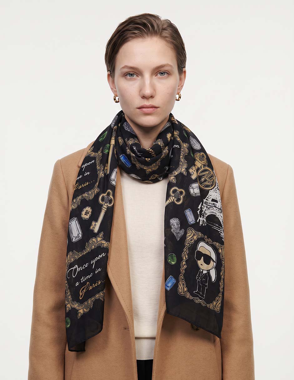 Pashmina con estampado gráfico para mujer
