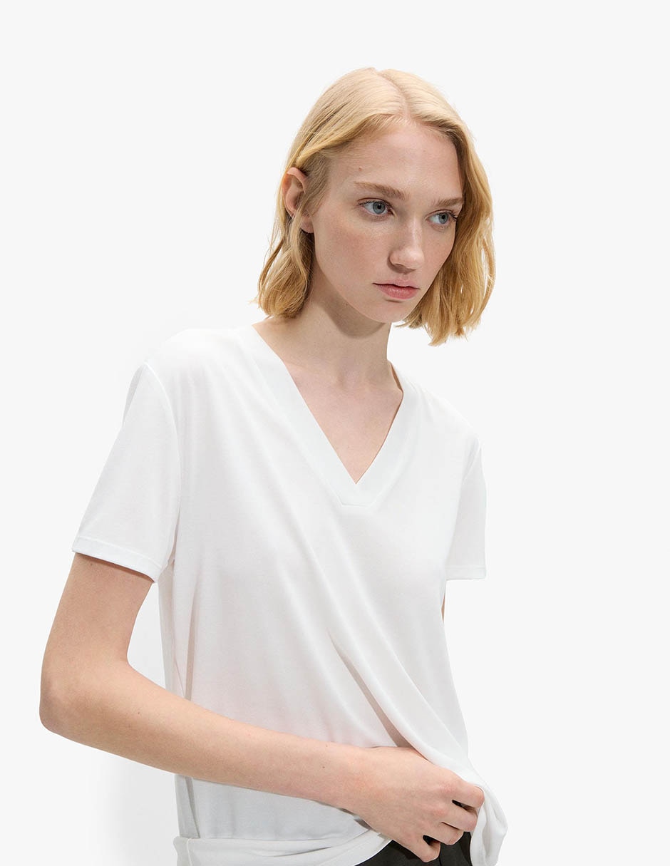 Playera manga corta cuello redondo para mujer