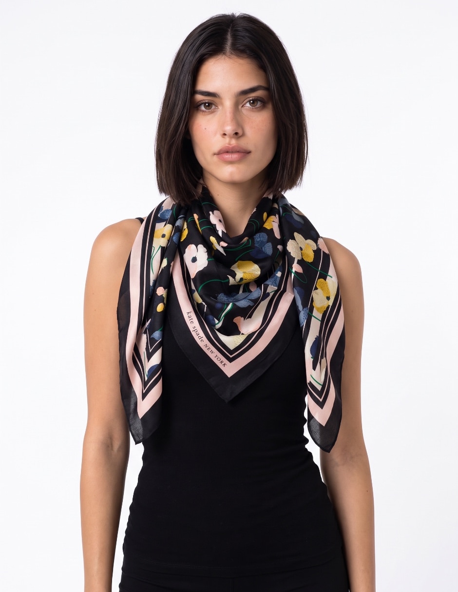 Mascada con estampado floral de seda para mujer Mascada con estampado floral de seda para mujer